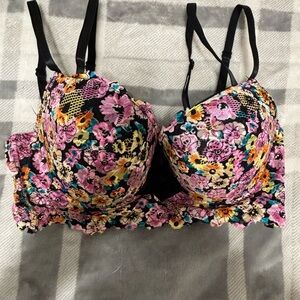 Floral Lace Women's Bra - Black, Pink, Yellow